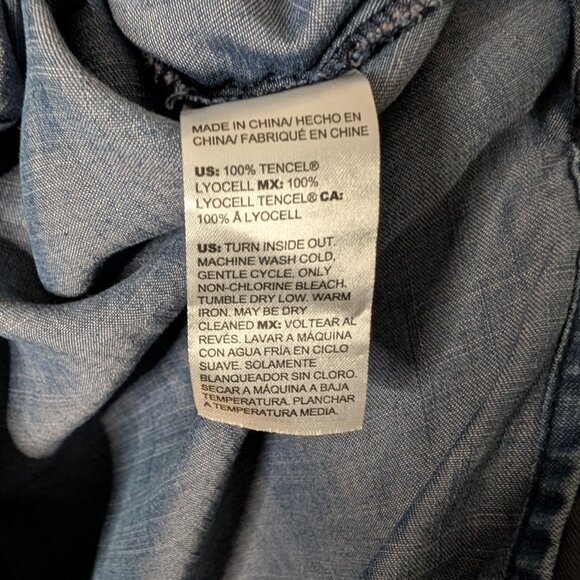 Chico's Shirt Dress Size 0P Petite Long Maxi Button-Front Jean Blue Size 4 - Picture 11 of 11